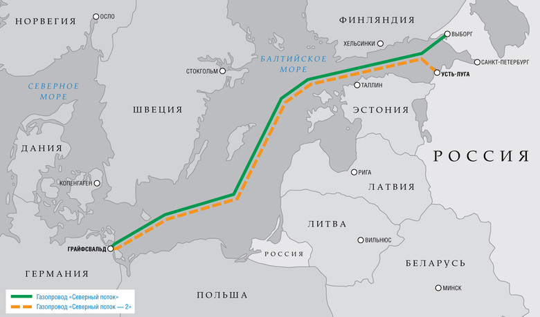 Проект будівництва Північного потоку-2 передбачає створення газопровідної системи потужністю 55 млрд куб. м газу на рік із РФ до Німеччини дном Балтійського моря.