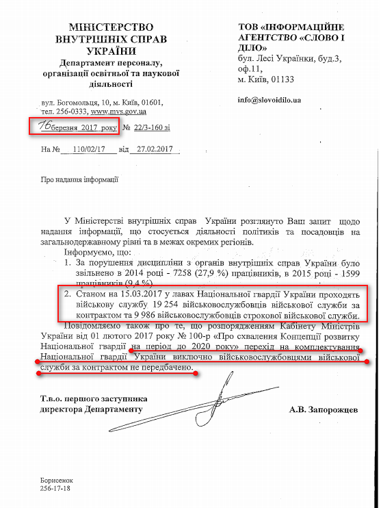 Лист Міністерства внутрішніх справ України від 16 березня 2017 року