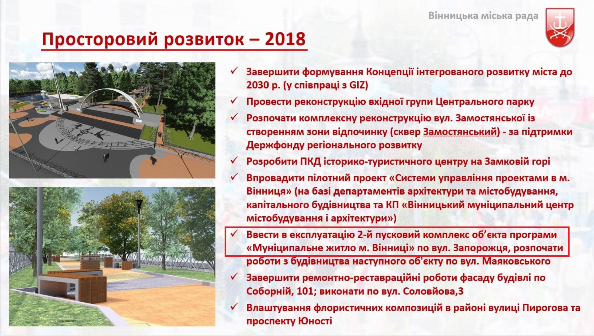 Програма міського голови на 2018 рік