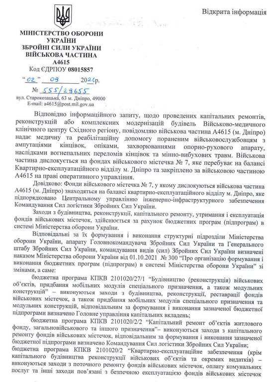 Лист Міноборони від 2 вересня 2026 року
