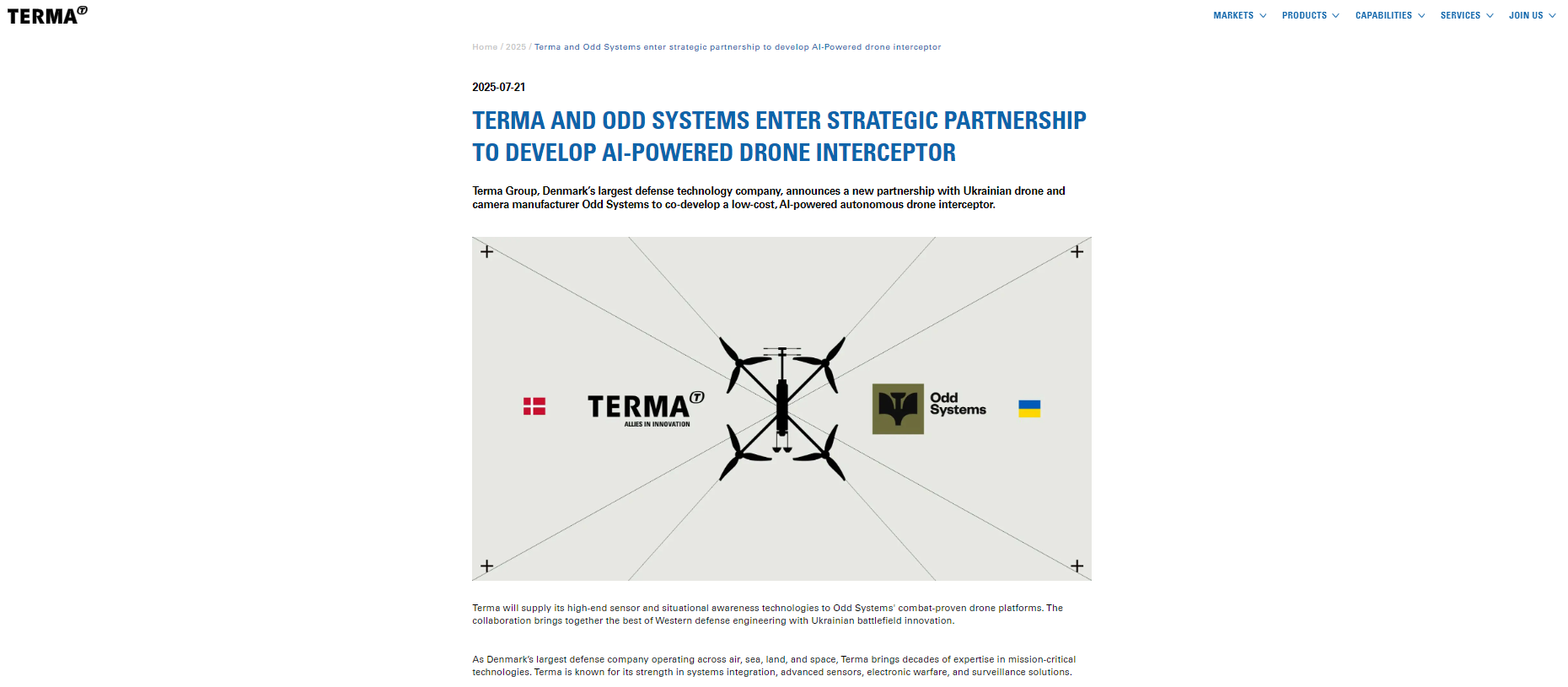 https://www.terma.com/news-events/news/news-archive/2025/terma-and-odd-systems-enter-strategic-partnership-to-develop-ai-powered-drone-interceptor/