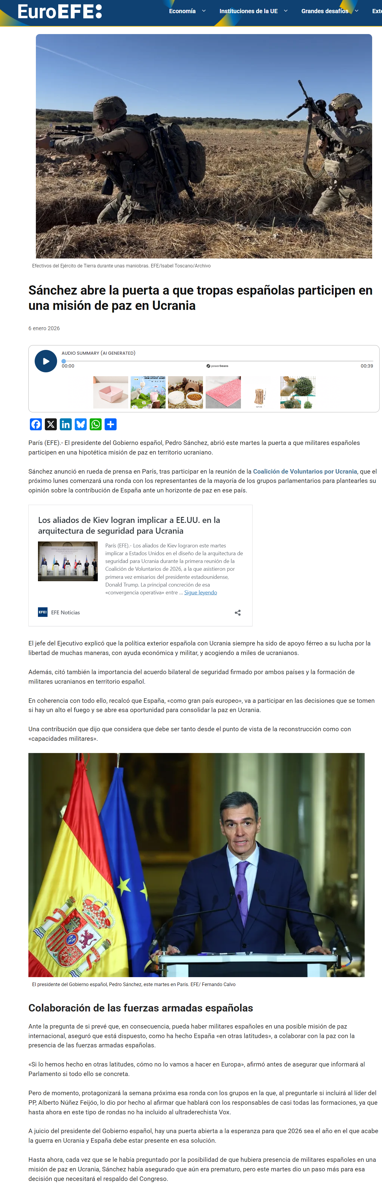 https://efe.com/espana/2026-01-06/sanchez-tropas-espana-mision-paz-ucrania/?fbclid=IwY2xjawPLG5FleHRuA2FlbQIxMQBzcnRjBmFwcF9pZAEwAAEeP5cwDR0h7wLkJUaBX-ZnM4K6x5pwI2OHJnV3lUOgE6hYMu9zWmXCZGgXnlc_aem_Wiut_Ilt8mXfLLDw1tnaaQ
