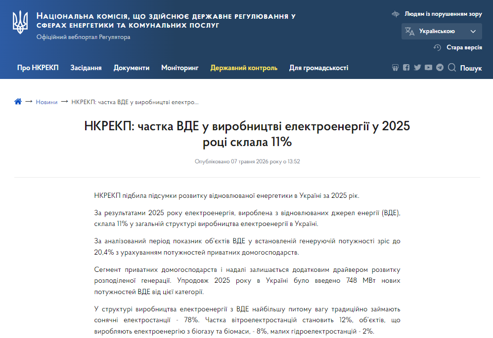 https://www.nerc.gov.ua/news/nkrekp-chastka-vde-u-vyrobnytstvi-elektroenerhii-u-2025-rotsi-sklala-11