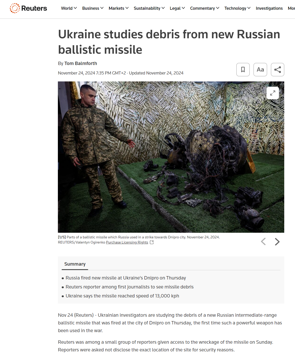 https://www.reuters.com/world/europe/ukraine-studies-debris-new-russian-ballistic-missile-2024-11-24/