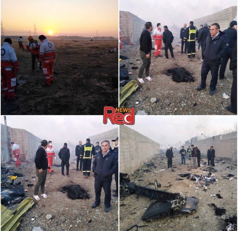 Опубліковані перші фотографії з місця аварії літака «Міжнародних авіаліній України» в Ірані.