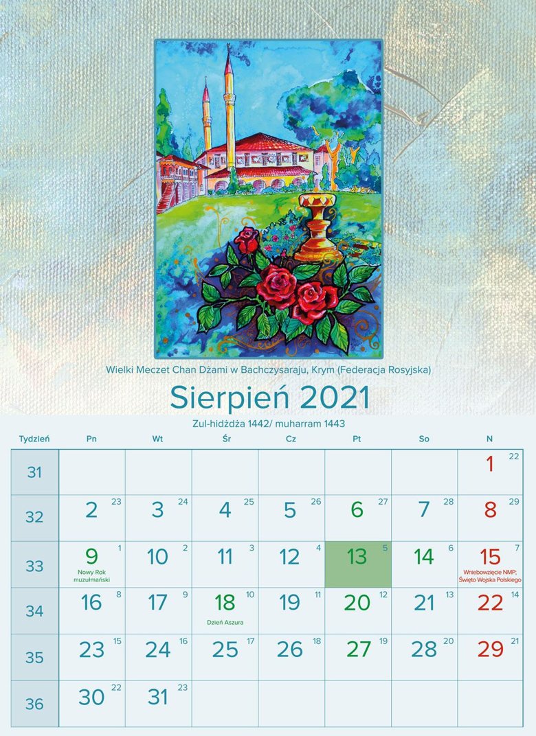Мусульманська релігійна асоціація в Польщі опублікувала календар на 2021 рік із зображенням мечетей в анексованому Криму. Їх позначили як територію Російської Федерації.