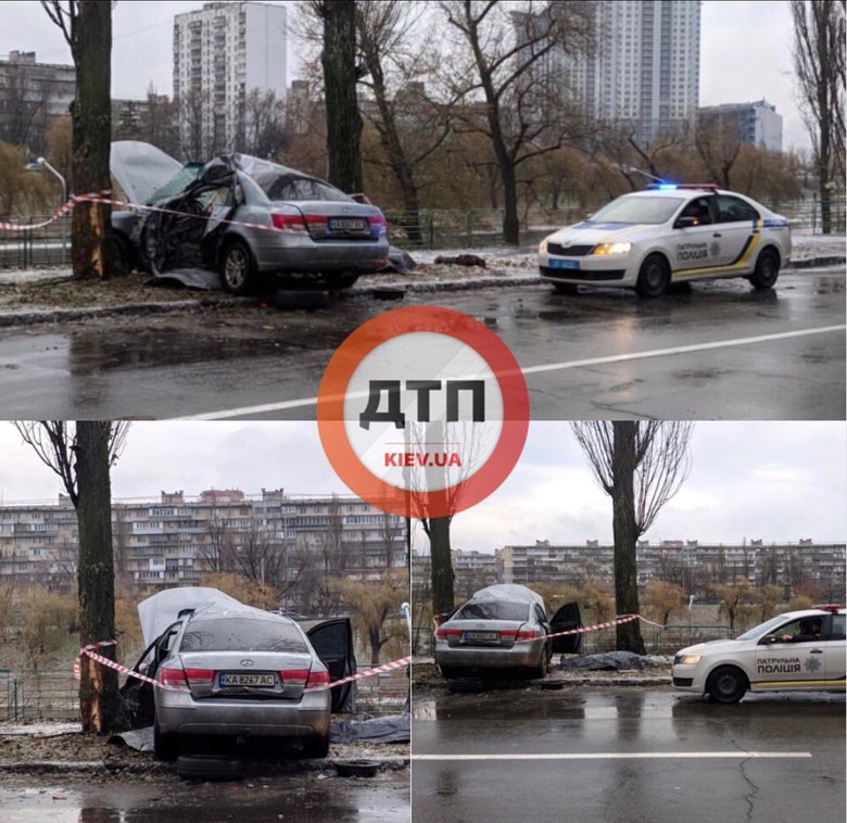 11 грудня у  Києві сталася смертельна дорожньо-транспортна пригода. Водій під час ожеледиці не впорався з керуванням і автомобіль занесло в дерево.