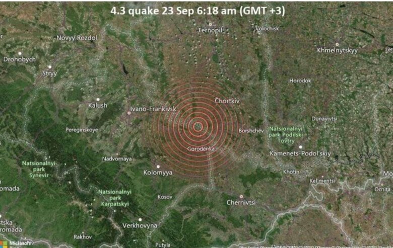 Відчутний землетрус магнітудою 4,3 стався на заході України вранці в середу, 23 вересня. Постраждалих нема.
