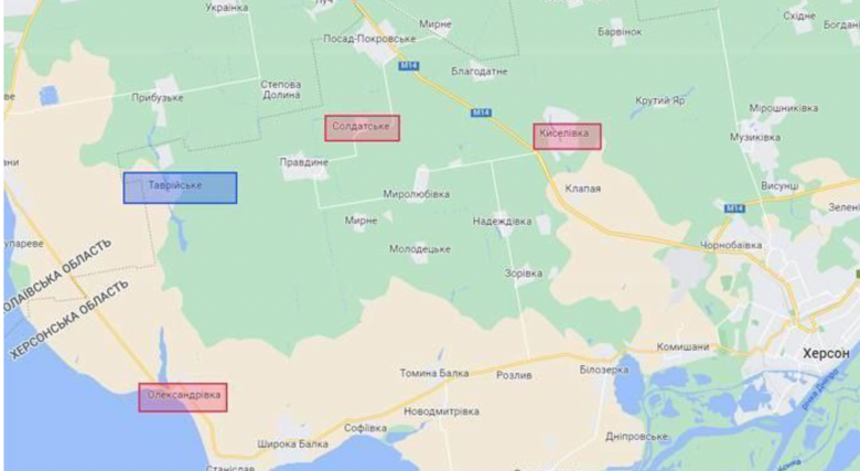 В Херсонском горсовете сообщили, что под контролем Украины полностью находится поселок Таврийское в Херсонской области.