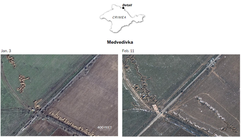 Росія за кілька тижнів збудувала в окупованому Криму мережу оборонних споруд – фото із супутника.