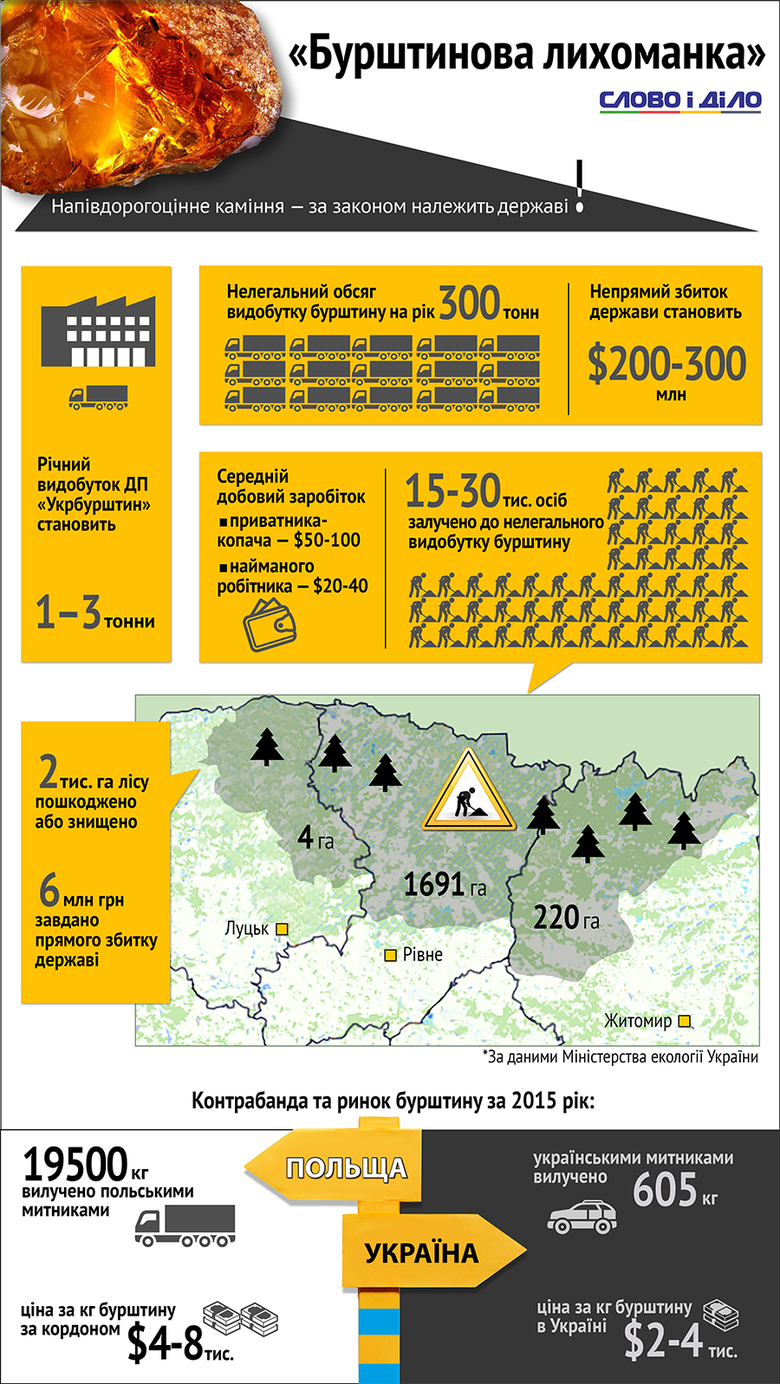 Слово і Діло вирішило показати, скільки коштів втрачає Україна з цієї галузі та іншу інформацію навколо бурштинової лихоманки.