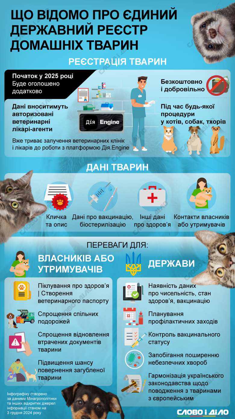 Єдиний державний реєстр домашніх тварин запущено в Україні. Що це і для чого реєструвати свого улюбленця – на інфографіці.