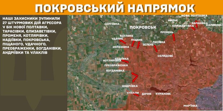 На фронті за добу сталося 97 бойових зіткнень. Найбільше атак російських військ було на Покровському напрямку.