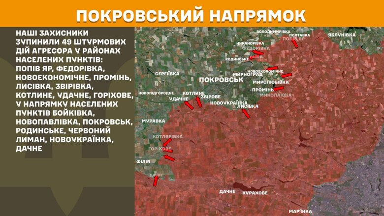 За минувшие сутки, 30 июля, на фронте зафиксировали 193 боеприкосновения. Больше всего атак россиян произошло на Покровском направлении.