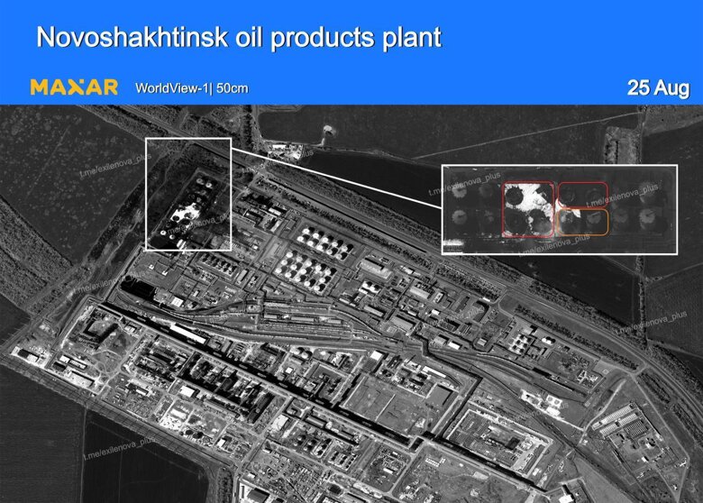 На Новошахтинському НПЗ у Ростовській області рф на шостий день загасили пожежу, яка спалахнула після ударів українських дронів у ніч на 21 серпня.