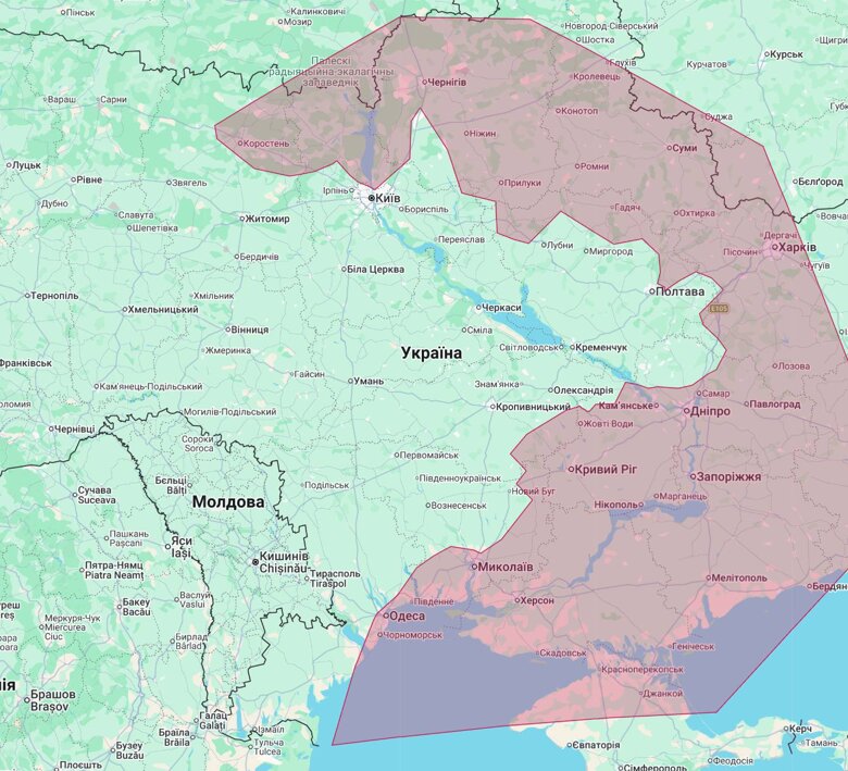 Сергій Бескрестнов «Флеш» оприлюднив мапу орієнтовної зони дії нових російських реактивних «Шахедів» з онлайн-керуванням, які можуть атакувати статичні та рухомі цілі.