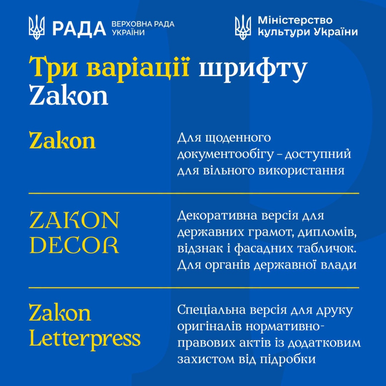В Украине представили новый национальный шрифт Zakon. Его разработали украинские дизайнеры на основе исторического наследия отечественной каллиграфии.