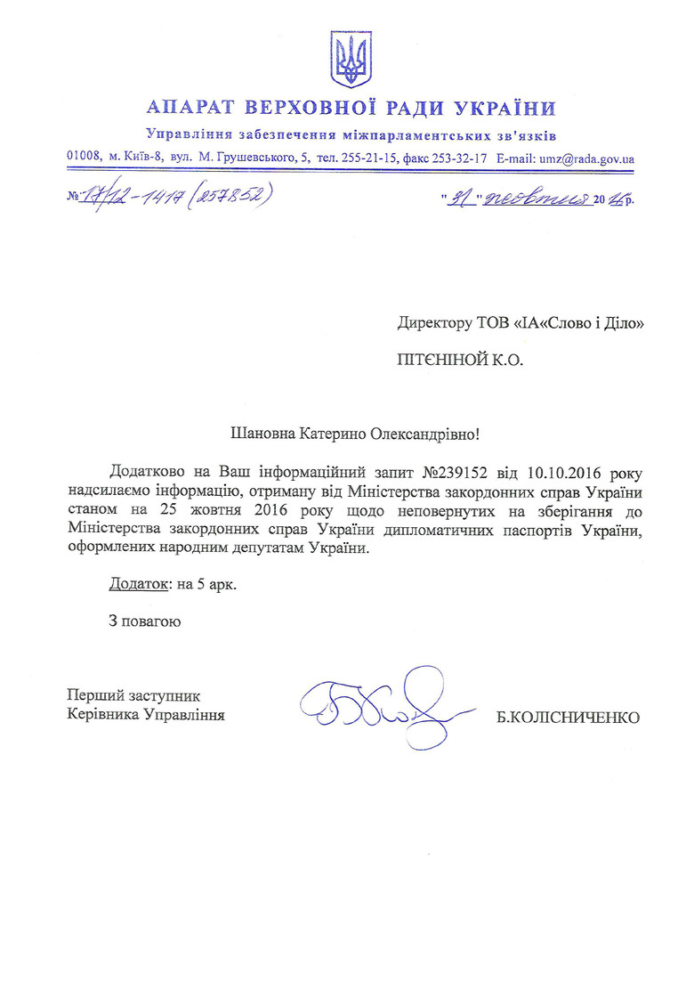 259 народных депутатов не сдали свои дипломатические паспорта на хранение в Министерство иностранных дел Украины.
