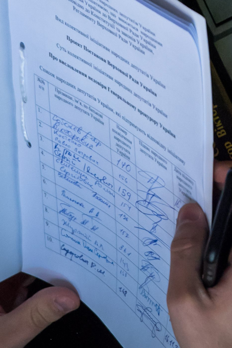 Стали известны фамилии народных депутатов Украины, которые подписались за отставку главы Генпрокуратуры Юрия Луценко.