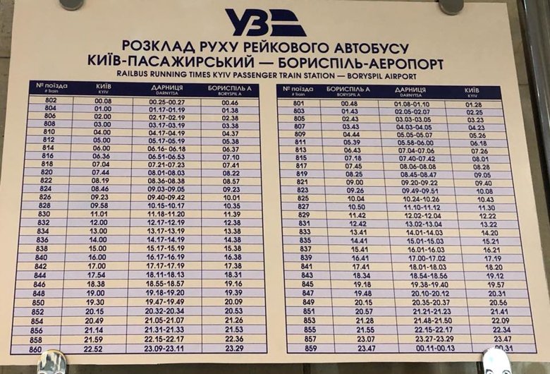 Поезда будут курсировать между главным железнодорожным вокзалом Киева Киев-Пассажирский и аэропортом Борисполь круглосуточно.