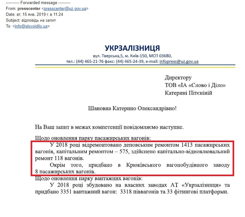 Гройсман обещал, что в 2018 году Укрзализниця получит 60 новых пассажирских вагонов, а завод смог  поставить лишь 8.