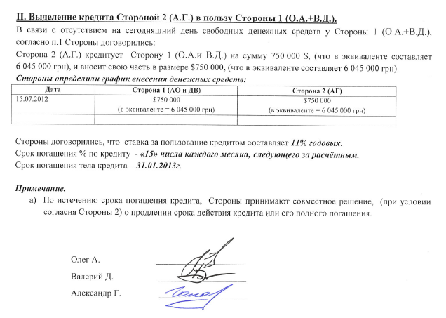 Народний депутат Валерій Дубіль підписувався під понятійними документами щодо надання позики для ведення аграрного бізнесу на Чернігівщині.