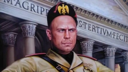Также, была найдена картина, на которой Кива изображен в образе итальянского фашистского диктатора Бенито Муссолини.