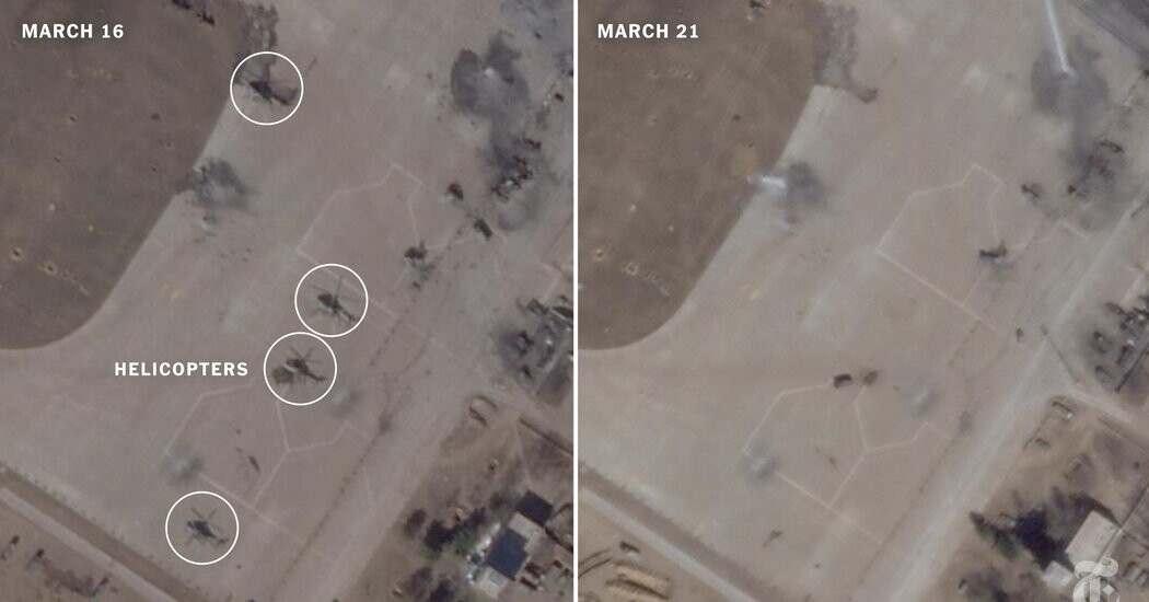 Судя по спутниковым снимкам, россия вывела большую часть своих вертолетов с аэродрома в Чернобаевке.