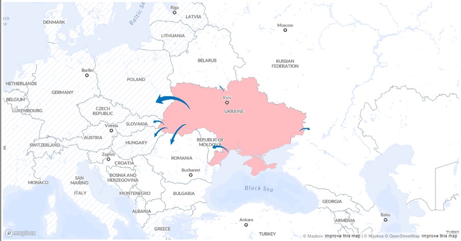 Майже 5 мільйонів українців виїхали із країни після повномасштабного вторгнення росії. Найбільше у Польщу.