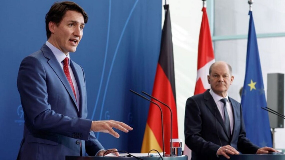 Прем'єр-міністр Канади Джастін Трюдо і канцлер Німеччини Олаф Шольц разом працюватимуть над посиленням економічної ізоляції росії.