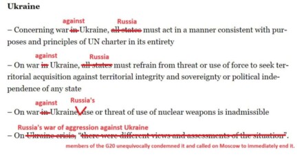 В МИДе прокомментировали совместную декларацию стран Группы двадцати. Украина разочарована ее формулировками.