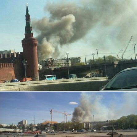 В центре Москвы, на Лубянке, 5 мая утром произошел пожар в выселенном доме возле Администрации Путина.