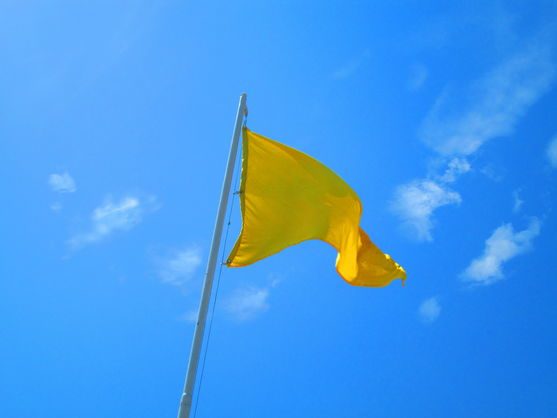 В Киеве на всех муниципальных пляжах вывесили желтый флаг, то есть на их территории купаться не рекомендуется.