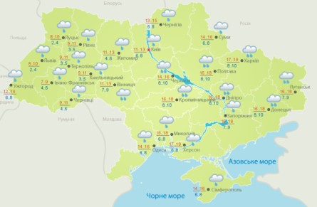Погода в Україні 11 квітня буде дощовою, опади очікуються у всіх областях, температура повітря вдень підніметься до +18.