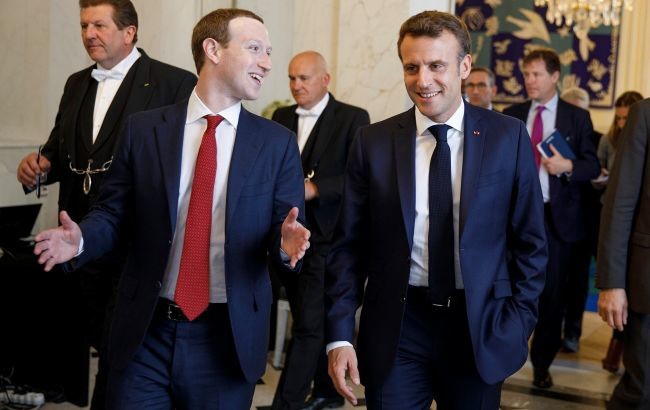 Глава Facebook Марк Цукерберг зустрівся в Парижі з президентом Франції Еммануелем Макроном.