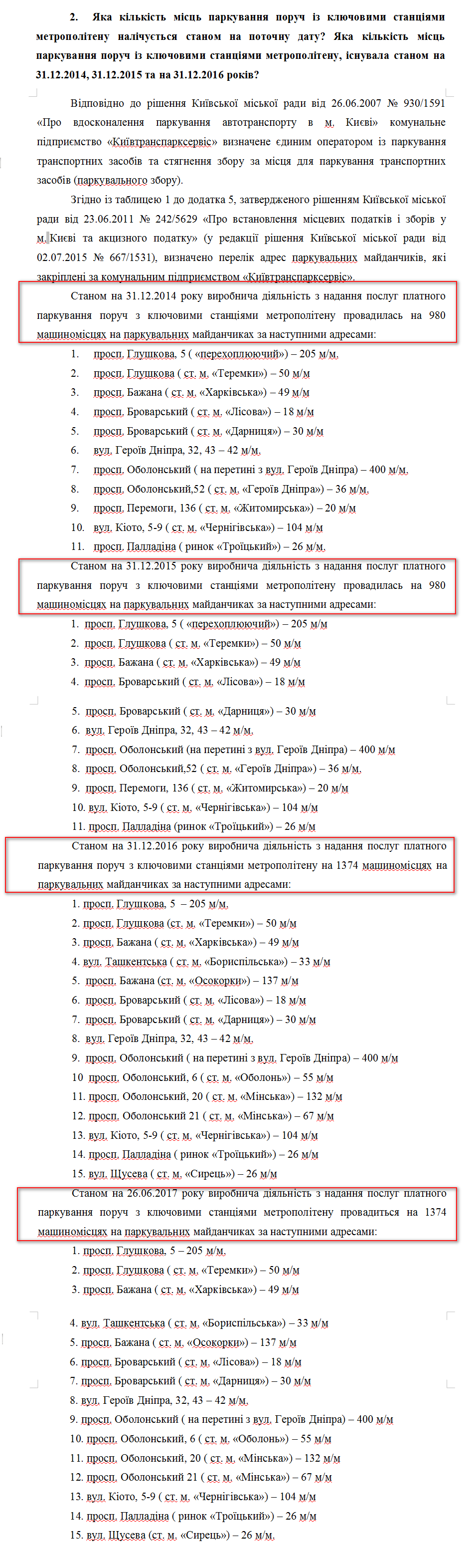Лист виконавчого органу Київської міської ради (Київської міської державної адміністрації) від 13 липня 2017 року