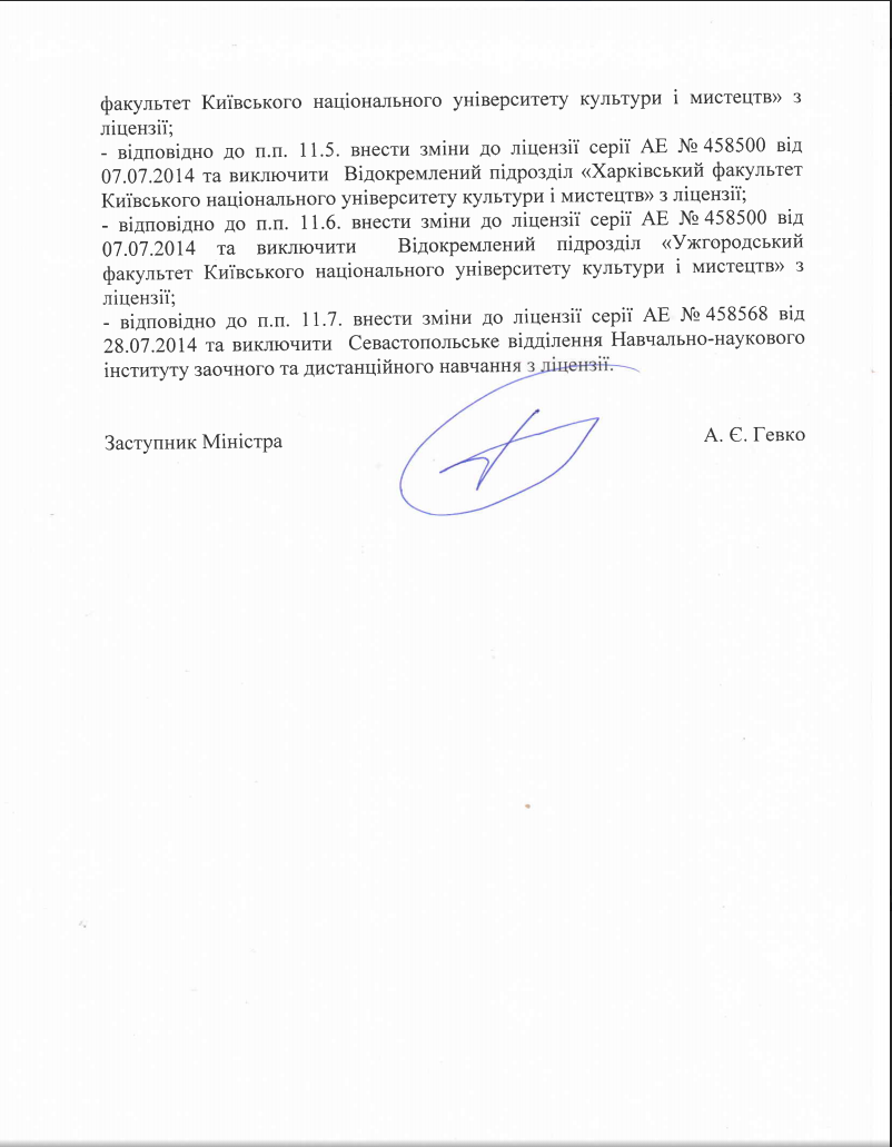 Лист Міністерства освіти і науки України від 8 грудня 2015 року