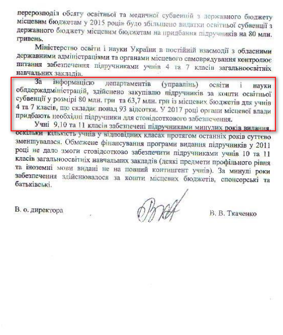 Лист Міністерства освіти і науки України від 28 квітня 2017 року