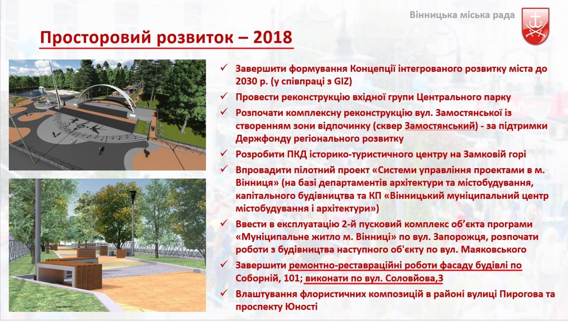 Програма міського голови на 2018 рік