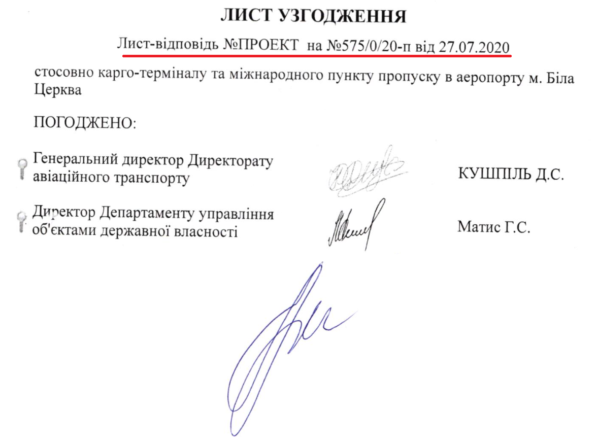 Лист Міністерства інфраструктури України від 31 липня 2020 року