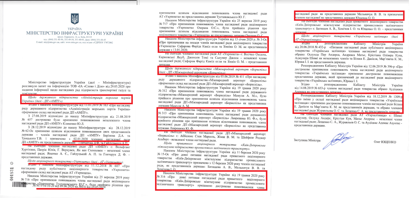 Лист Міністерства інфраструктури України від 9 червня 2020 року