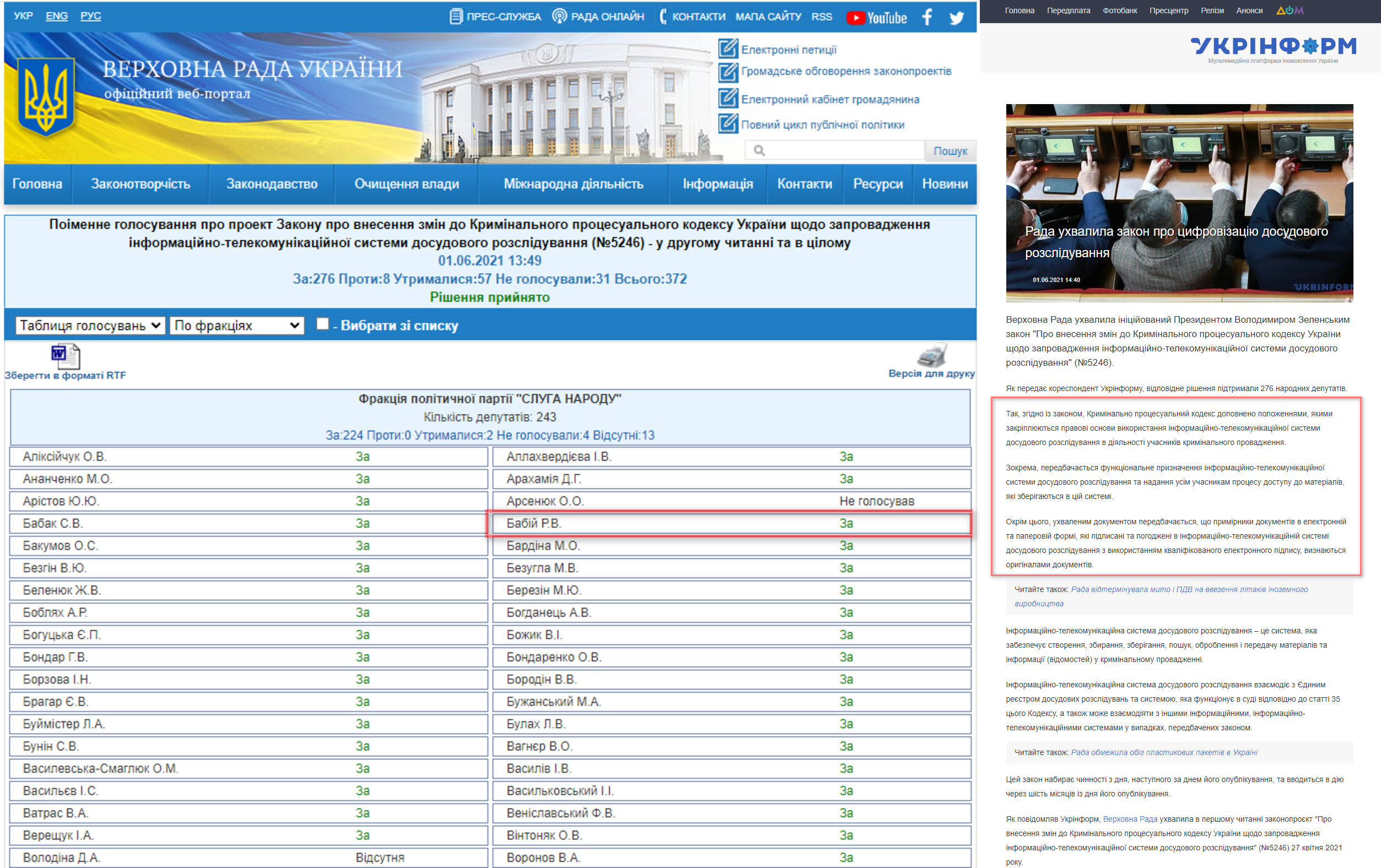 https://www.ukrinform.ua/rubric-society/3256705-rada-uhvalila-zakon-pro-cifrovizaciu-dosudovogo-rozsliduvanna.html