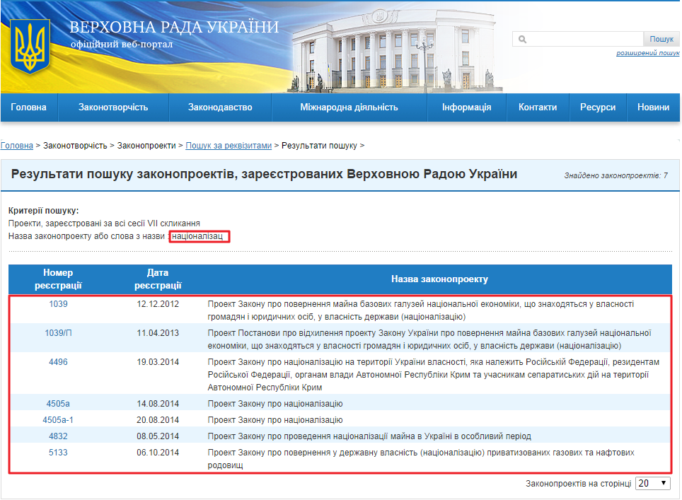 http://w1.c1.rada.gov.ua/pls/zweb2/webproc2_5_1_J?ses=10008&num_s=2&num=&date1=&date2=&name_zp=%ED%E0%F6%B3%EE%ED%E0%EB%B3%E7%E0%F6&out_type=&id=