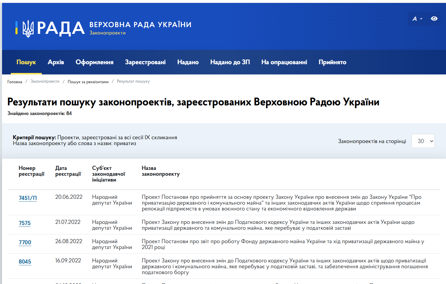 https://itd.rada.gov.ua/billinfo/Bills/searchResults