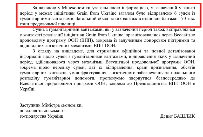 Відповідь Мінекономіки