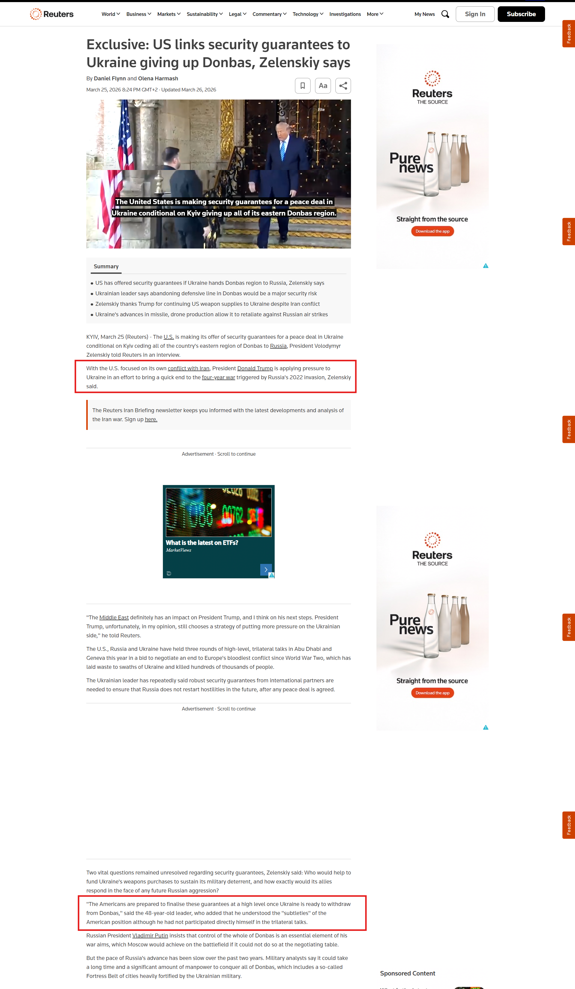 https://www.reuters.com/business/aerospace-defense/us-links-security-guarantees-ukraine-giving-up-donbas-zelenskiy-says-2026-03-25/