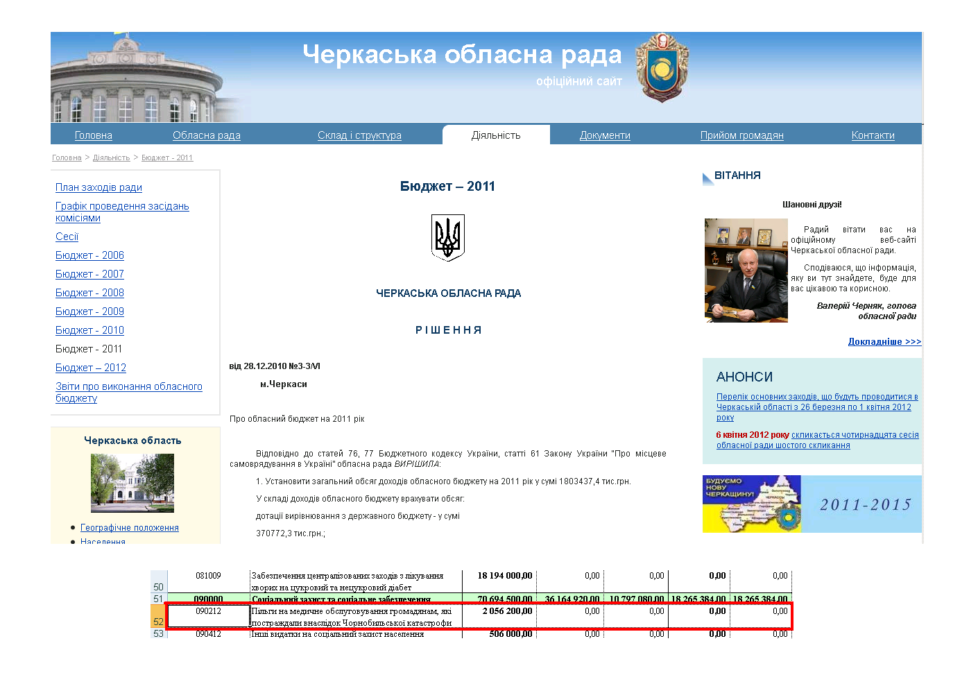 http://www.oblrada.ck.ua/activity/budget2011.html